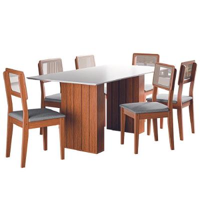 Conjunto De Mesa Sala De Jantar Ripada 1,80m 6 Cadeiras Santiago Dobuê Madeirado / Cinza
