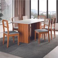 Conjunto De Mesa Sala De Jantar Ripada 1,60m 6 Cadeiras Santiago Dobuê Madeirado / Cinza - 2