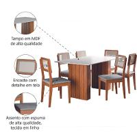 Conjunto De Mesa Sala De Jantar Ripada 1,60m 6 Cadeiras Santiago Dobuê Madeirado / Cinza - 5