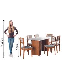 Conjunto De Mesa Sala De Jantar Ripada 1,60m 6 Cadeiras Santiago Dobuê Madeirado / Cinza - 7