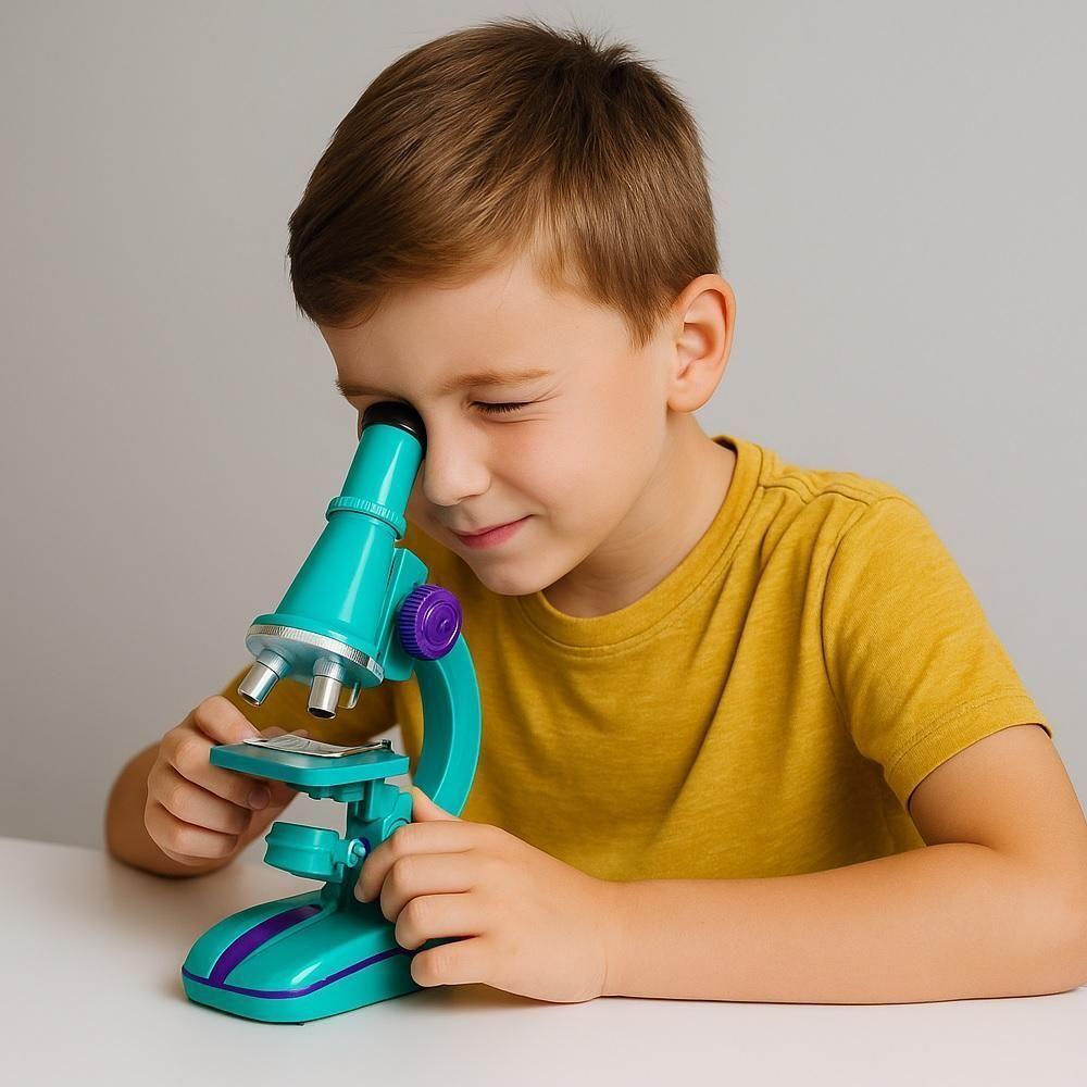 Microscopio Infantil Educacional Completo Ciencias Laboratorio Luz Led 100x 200x 450x Escolar Verde - 2