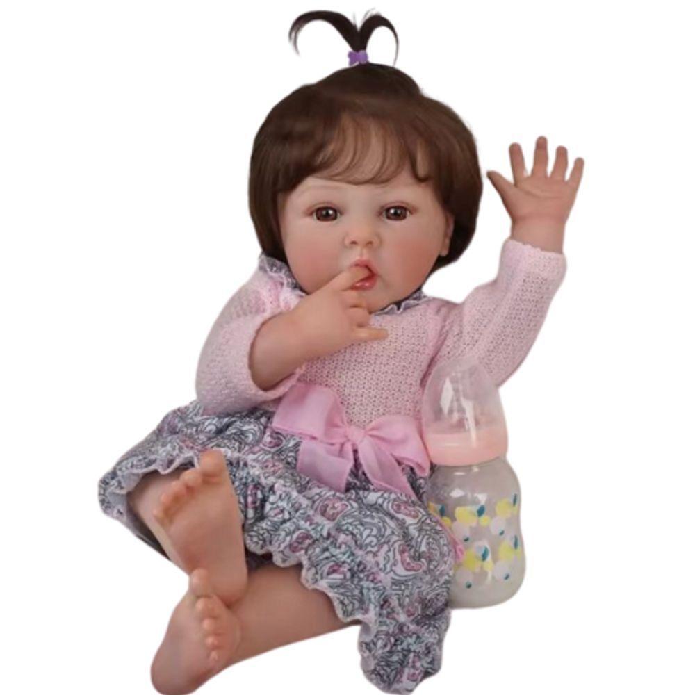 Bebê Reborn Menina Toda Em Vinil De Silicone Artesanal Cabelo Implantado Fio A Fio - 1