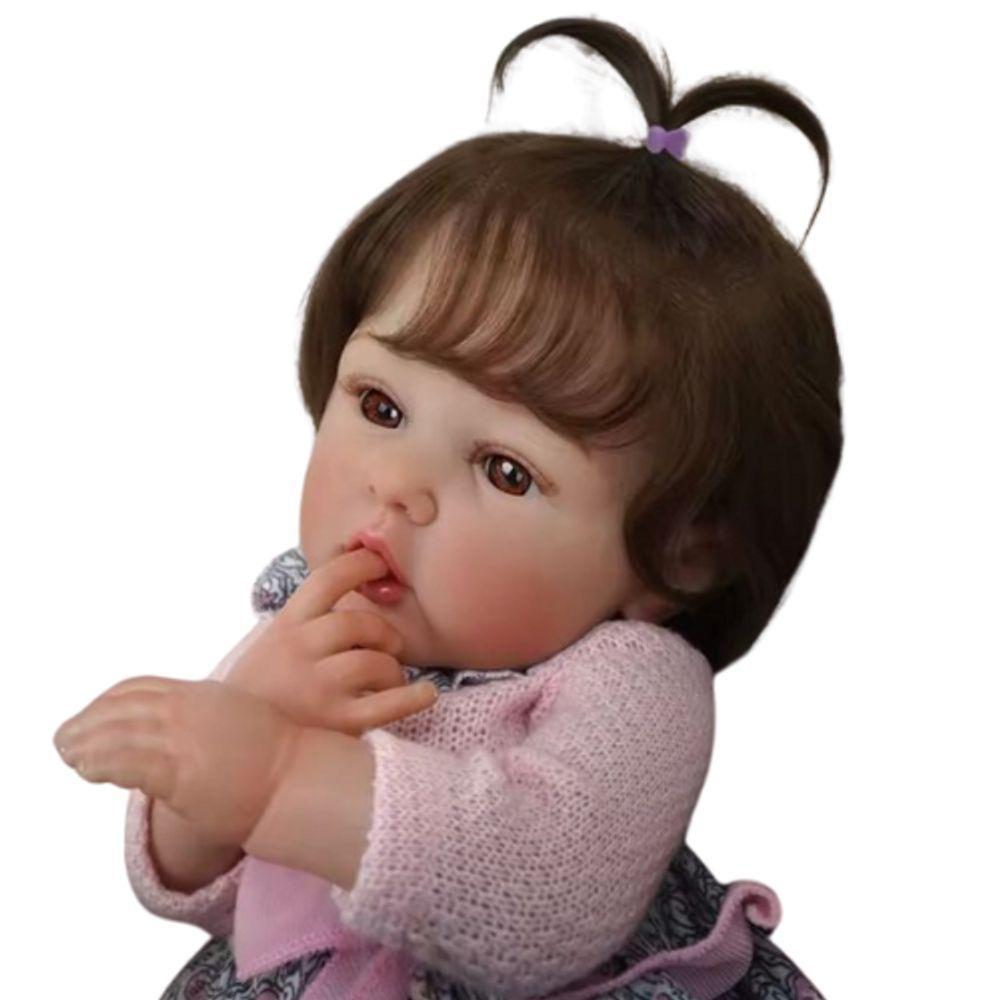 Bebê Reborn Menina Toda Em Vinil De Silicone Artesanal Cabelo Implantado Fio A Fio - 2