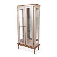 Cristaleira 2 Portas Com Puxador Bolinha E Pés Luiz Xv - Amêndoa Laca Com Tampo E Base Imbuia Glazer - Puxador Bola - 2