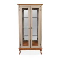 Cristaleira 2 Portas Com Puxador Bolinha E Pés Luiz Xv - Amêndoa Laca Com Tampo E Base Imbuia Glazer - Puxador Bola - 3