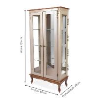 Cristaleira 2 Portas Com Puxador Bolinha E Pés Luiz Xv - Amêndoa Laca Com Tampo E Base Imbuia Glazer - Puxador Bola - 4