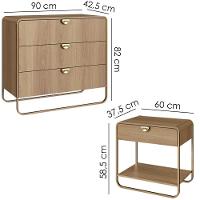 Comoda E 02 Mesas De Cabeceira Organica Artesano Hanover Dourado