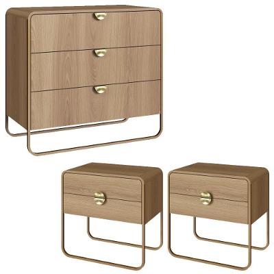 Comoda 02 Mesas De Cabeceira Organica Artesano Hanover Dourado