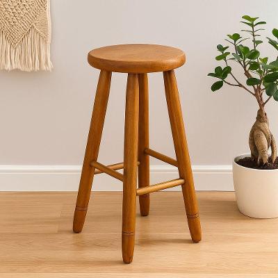 Banqueta Redonda De Madeira 70cm De Altura X 30cm