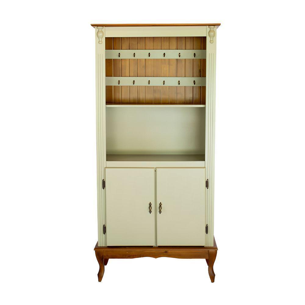 Armário De Cozinha Cantinho Do Café Pés Luiz Xv - Verde Chá Com Base E Tampo E Ripado Imbuia Glazer - 1