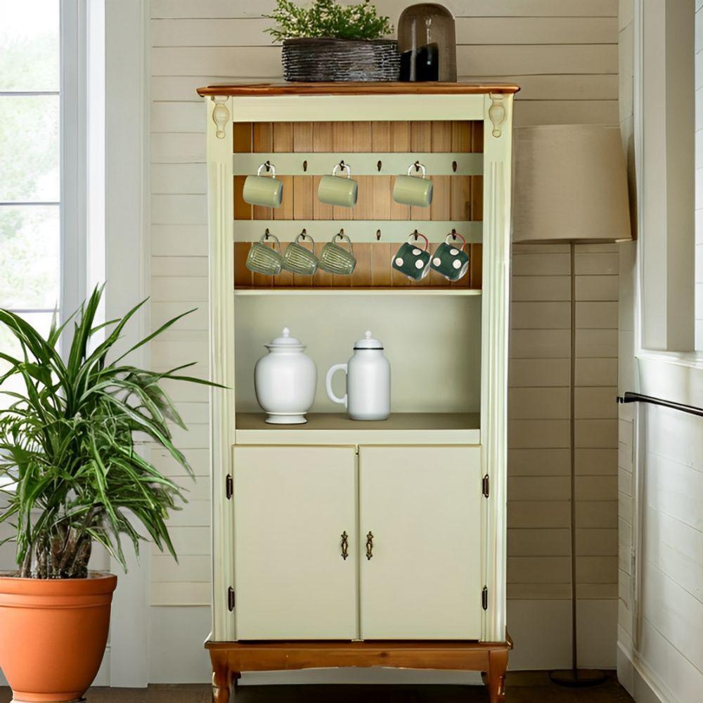 Armário De Cozinha Cantinho Do Café Pés Luiz Xv - Verde Chá Com Base E Tampo E Ripado Imbuia Glazer - 2