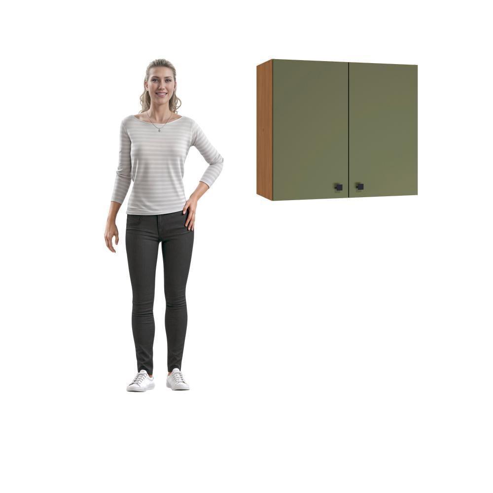 Armário Aéreo Kappesberg Pixel 2 Portas Canela/verde Frevo 80cm - 7