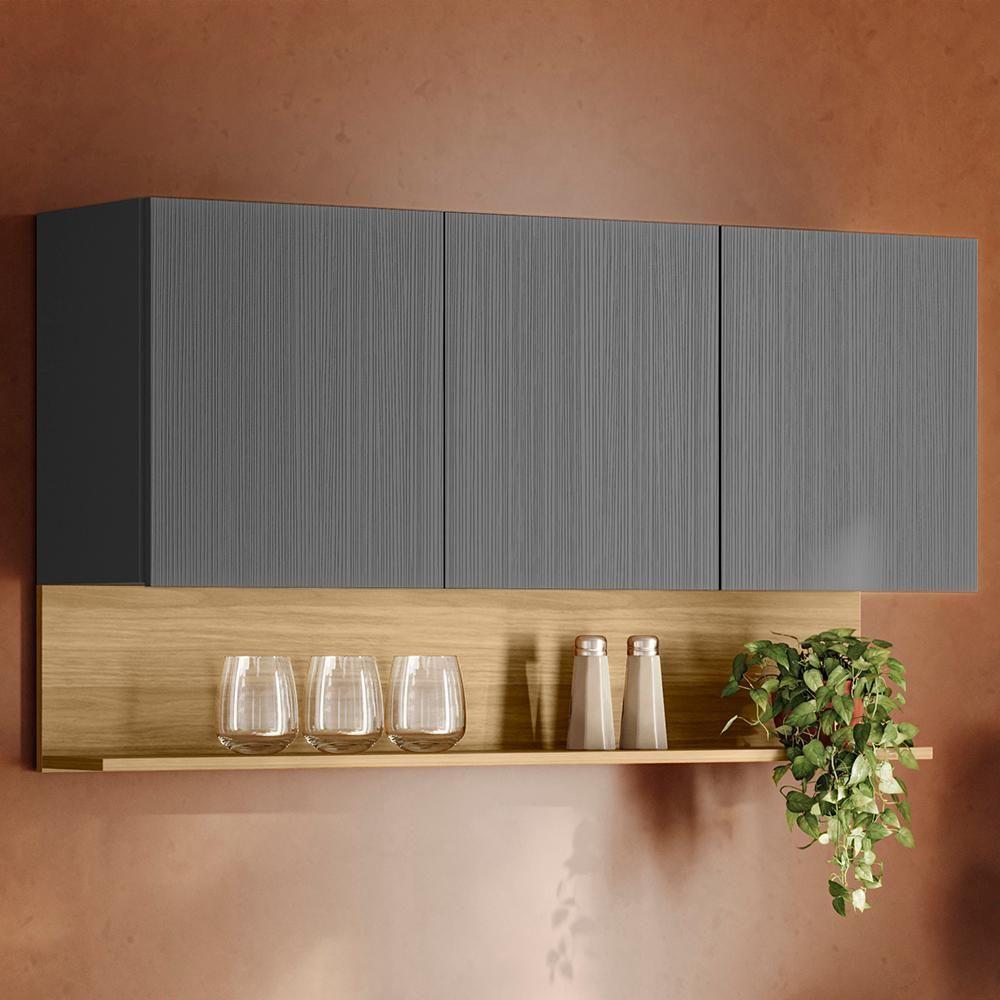 Armario Aereo 3 Portas 120 Cm Line Ktp Gris Cp Freijo - 2