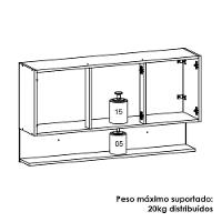 Armario Aereo 3 Portas 120 Cm Line Ktp Gris Cp Freijo