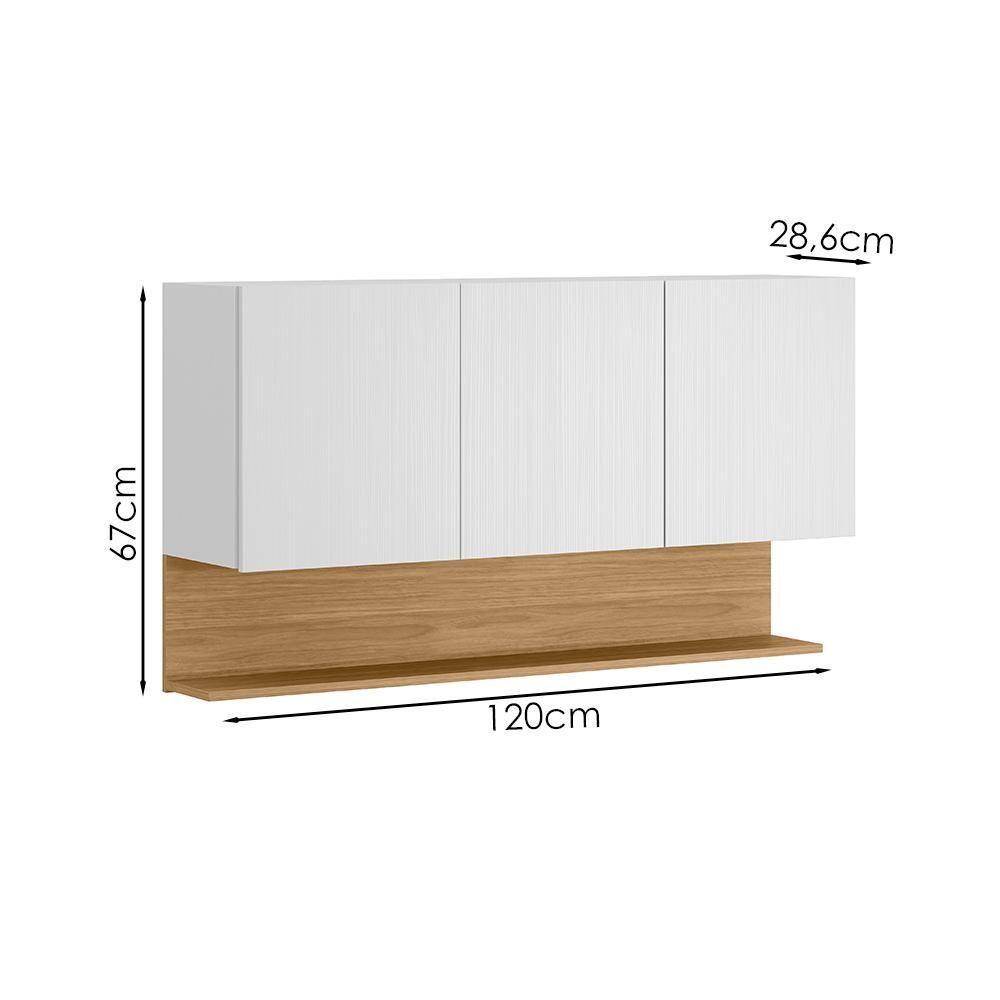 Armario Aereo 3 Portas 120 Cm Line Ktp Supremo Cp Freijo - 3