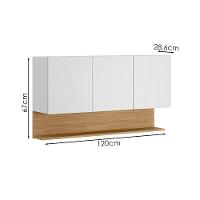 Armario Aereo 3 Portas 120 Cm Line Ktp Supremo Cp Freijo - 3