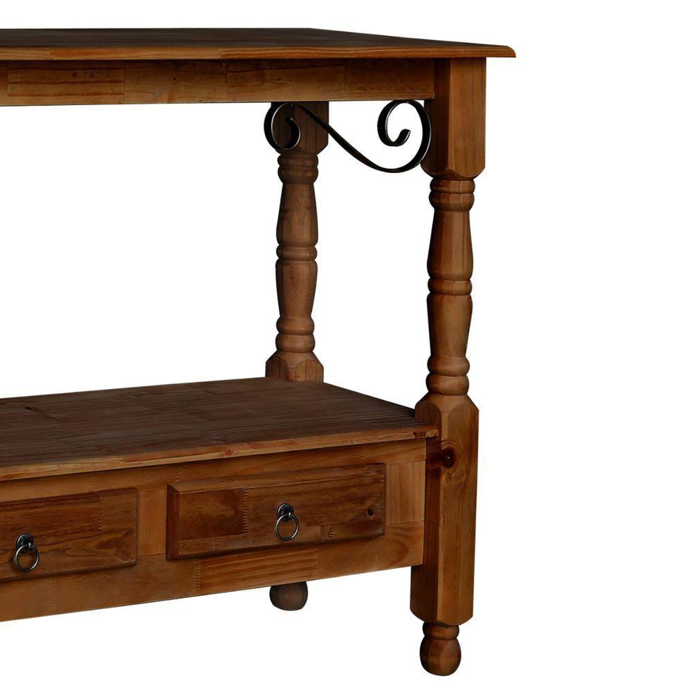 Aparador Para Sala Rústico Com 3 Gavetas E Pés Torneados - Castanho Envelhecido - 2