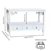 Aparador Para Sala Rústico Com 3 Gavetas E Pés Torneados - Branco Laca - 3