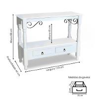 Aparador Para Sala Rústico Com 2 Gavetas Pés Torneados - Branco Laca - 3