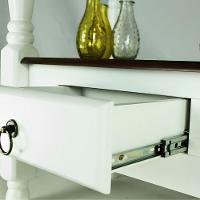 Aparador Para Sala Rústico Com 2 Gavetas Pés Torneados - Branco Laca E Tampos Castanho Envelhecido - 2