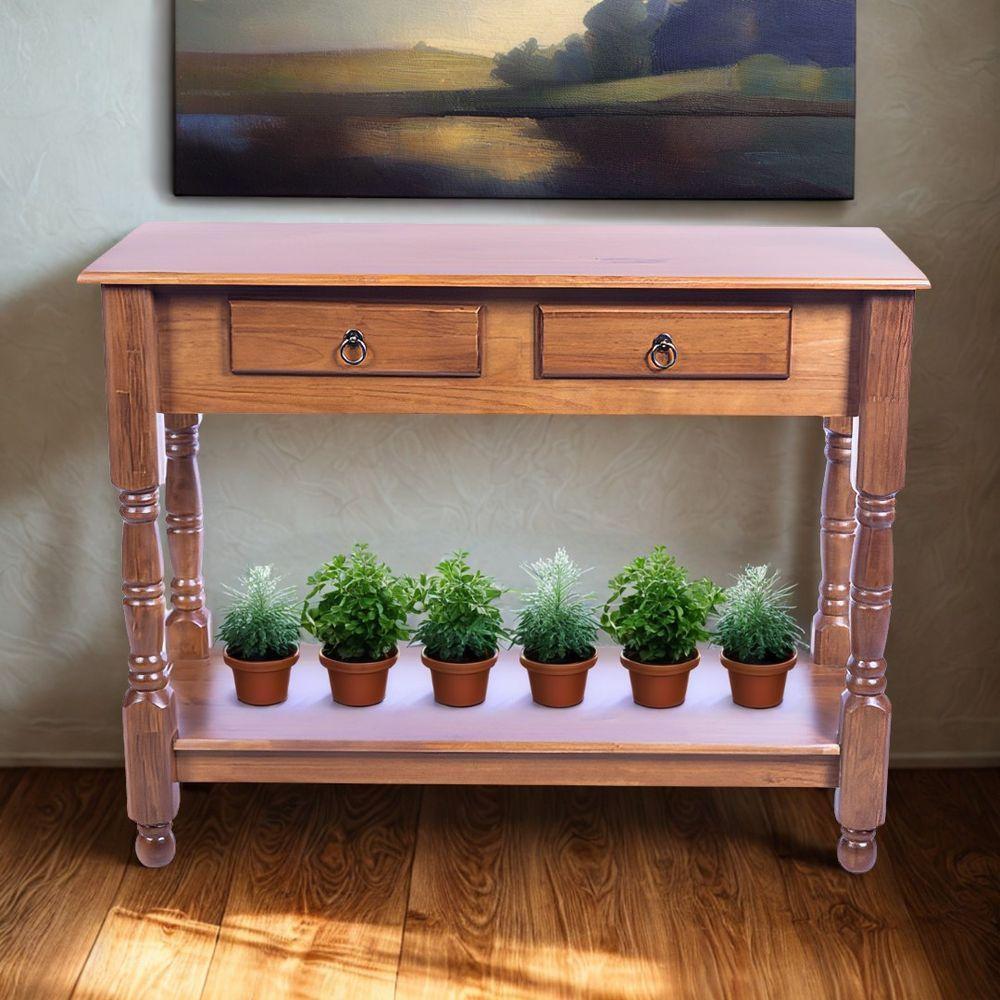 Aparador Para Sala Rústico Com 2 Gavetas 1 Prateleira Pés Torneados - Imbuia Glazer - 1