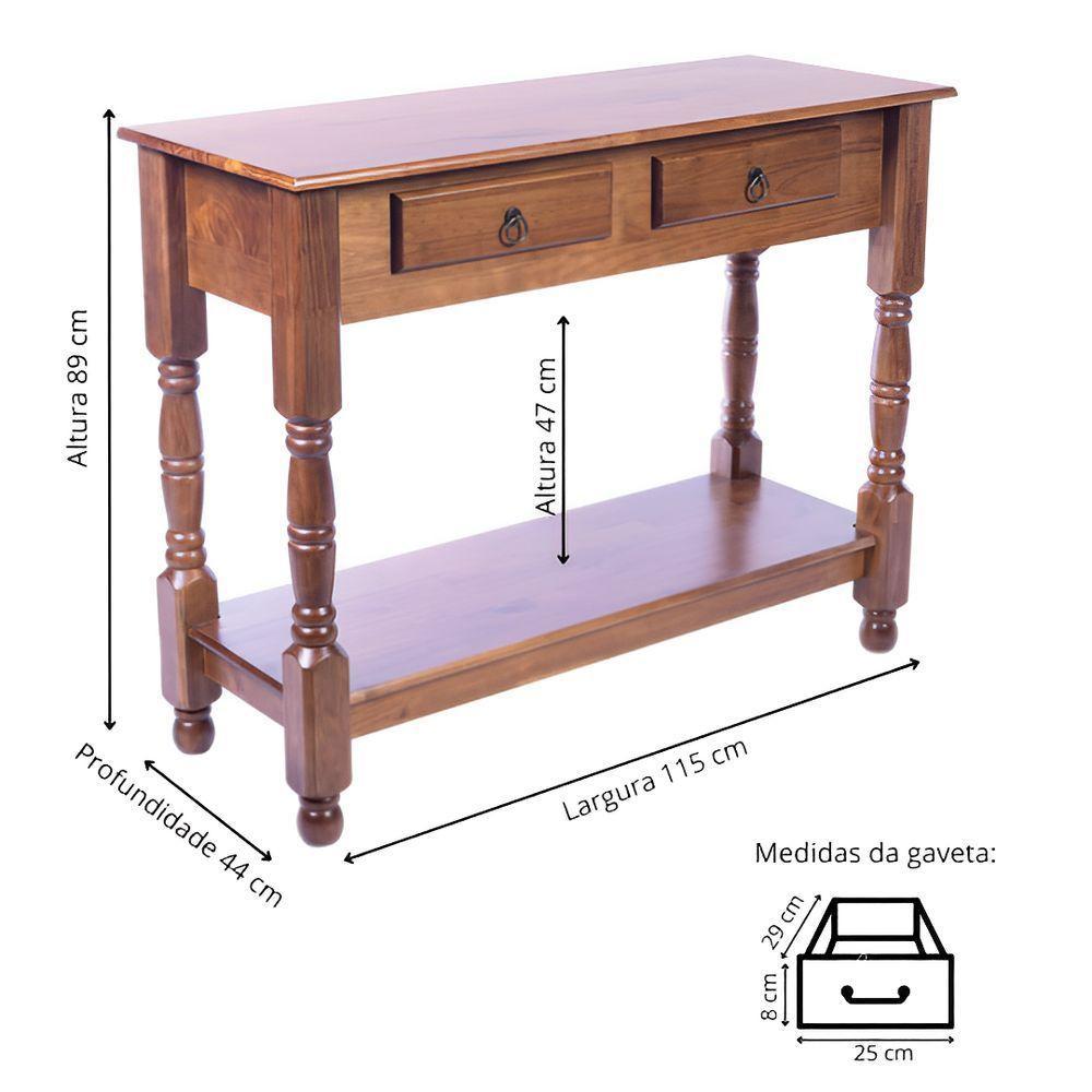 Aparador Para Sala Rústico Com 2 Gavetas 1 Prateleira Pés Torneados - Imbuia Glazer - 5