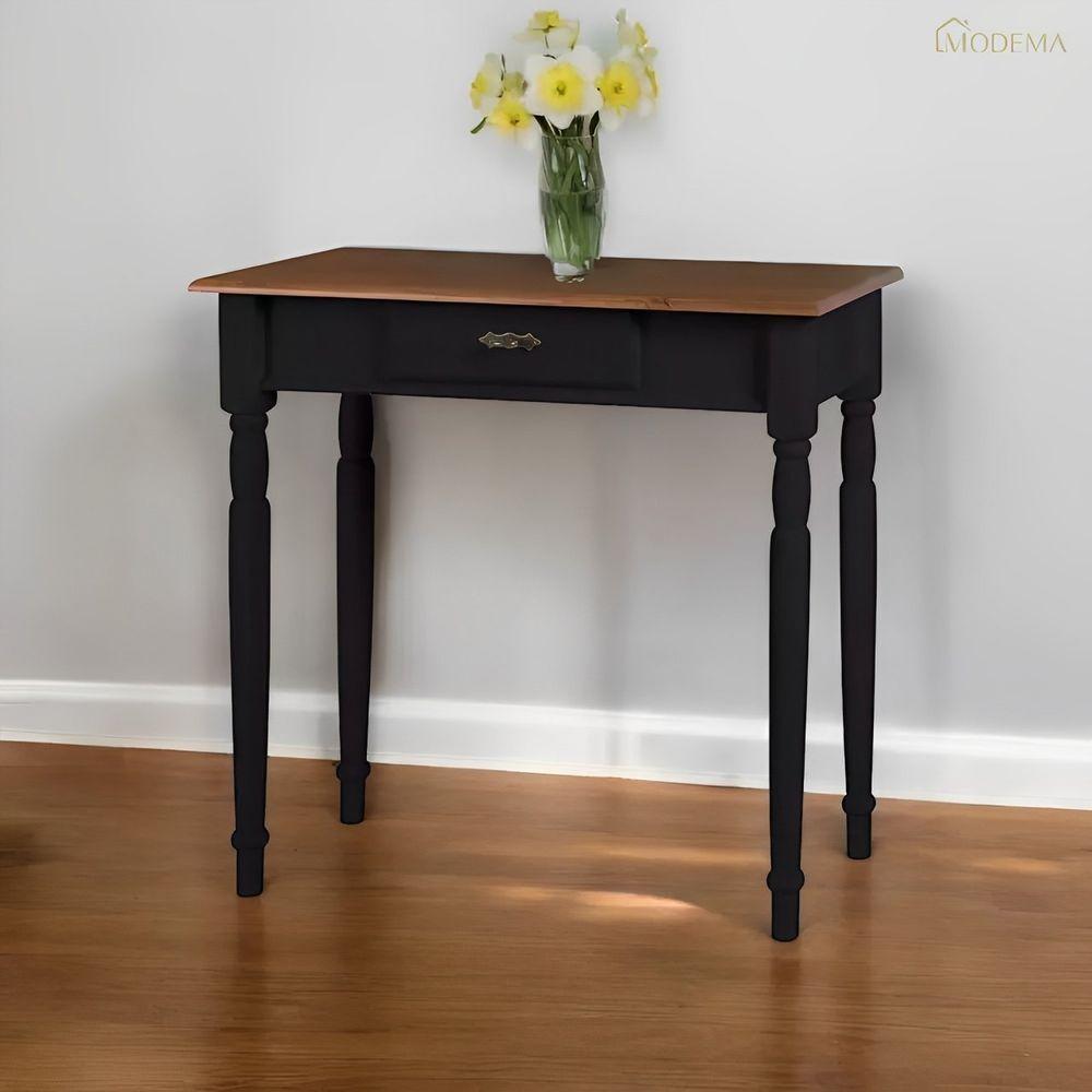 Aparador Para Sala Rústico 1 Gaveta Com Pés Torneados - Preto Laca Com Tampo Imbuia Glazer - 1