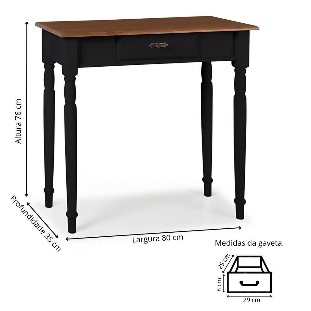 Aparador Para Sala Rústico 1 Gaveta Com Pés Torneados - Preto Laca Com Tampo Imbuia Glazer - 4