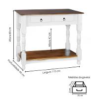 Aparador Para Sala Rústico Com 2 Gavetas 1 Prateleira Pés Torneados - Branco Laca E Tampos Castanho Envelhecido - 4