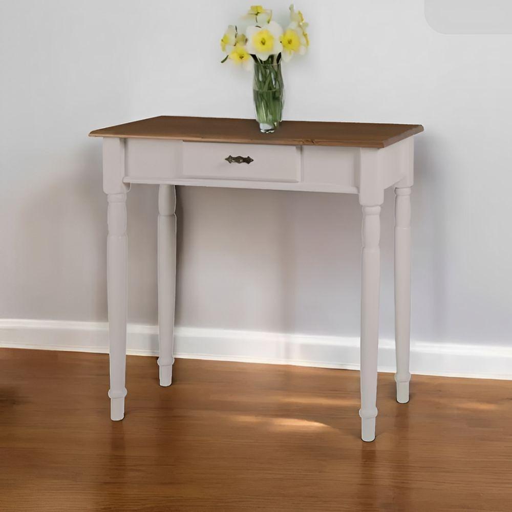 Aparador Para Sala Rústico 1 Gaveta Com Pés Torneados - Nude Laca Com Tampo Imbuia Glazer - 1