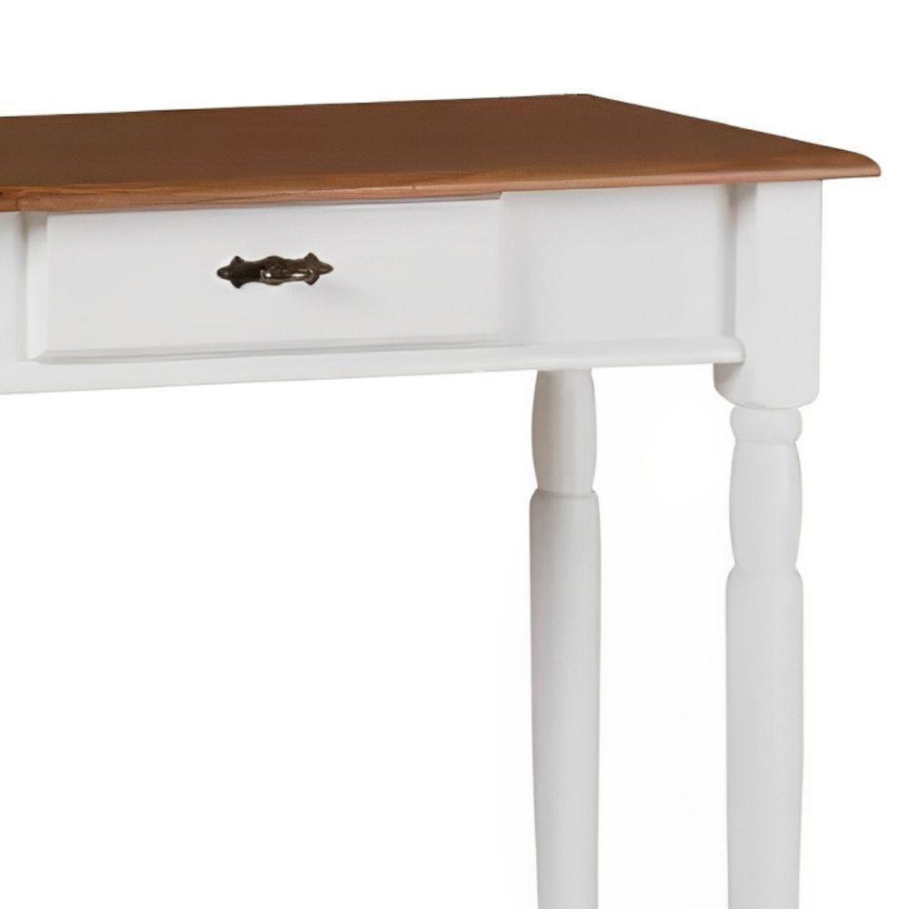 Aparador Para Sala Rústico 1 Gaveta Com Pés Torneados - Branco Laca Com Tampo Imbuia Glazer - 3