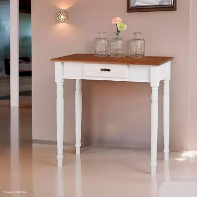 Aparador Para Sala Rústico 1 Gaveta Com Pés Torneados - Branco Laca Com Tampo Imbuia Glazer