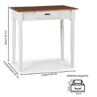 Aparador Para Sala Rústico 1 Gaveta Com Pés Torneados - Branco Laca Com Tampo Imbuia Glazer - 4