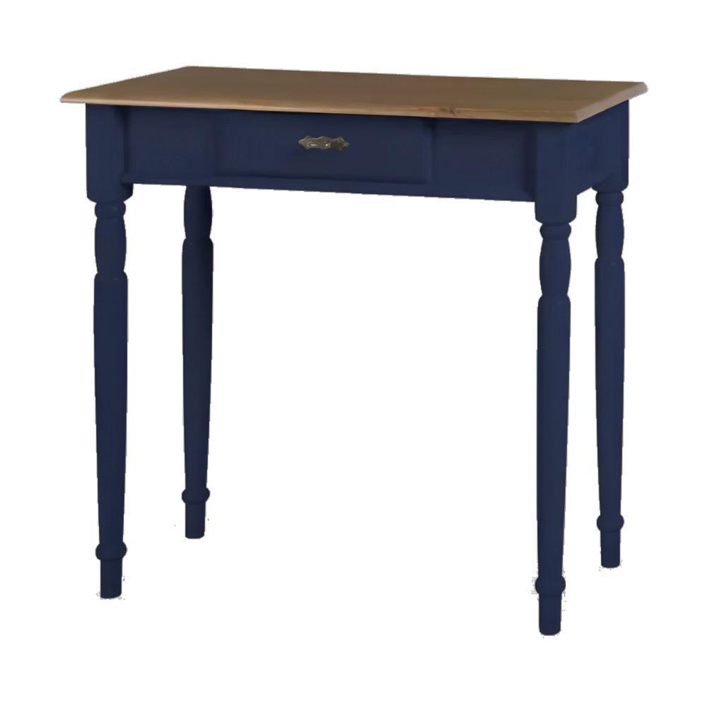 Aparador Para Sala Rústico 1 Gaveta Com Pés Torneados - Azul Bic Com Tampo Imbuia Glazer - 2