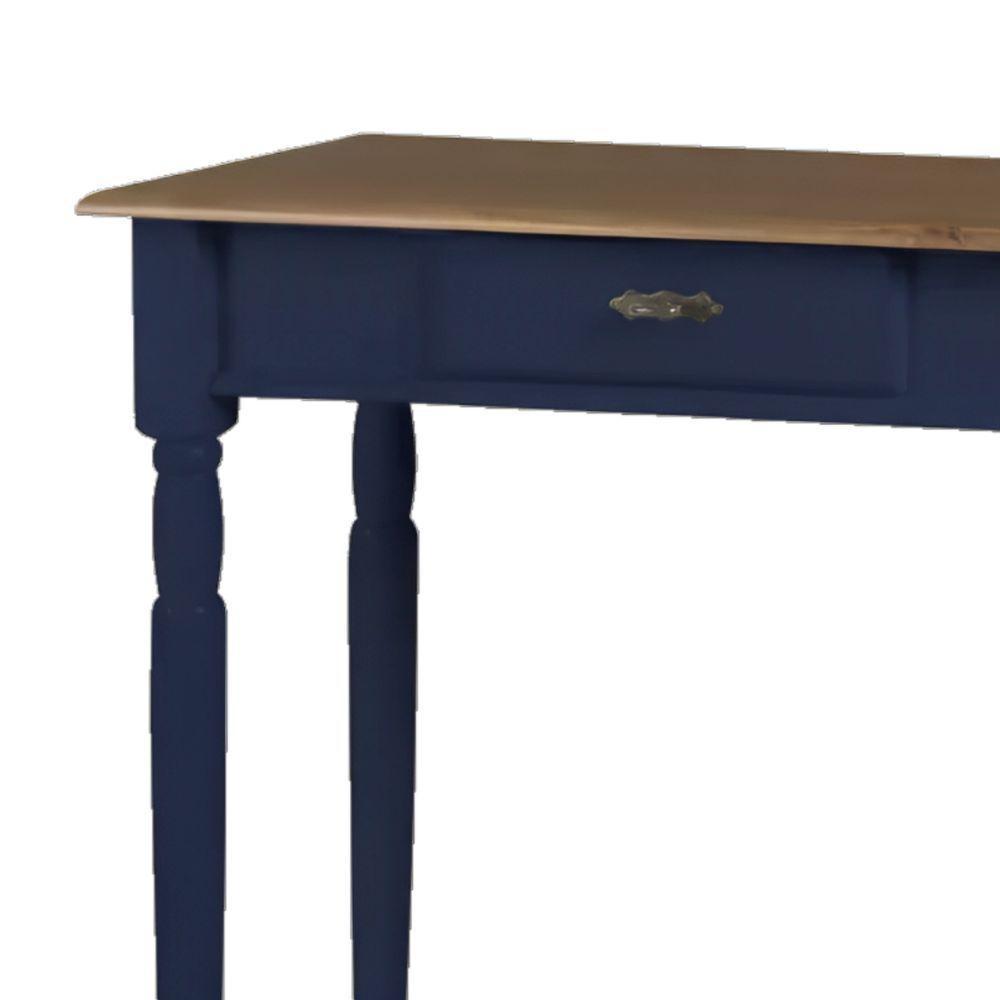 Aparador Para Sala Rústico 1 Gaveta Com Pés Torneados - Azul Bic Com Tampo Imbuia Glazer - 3