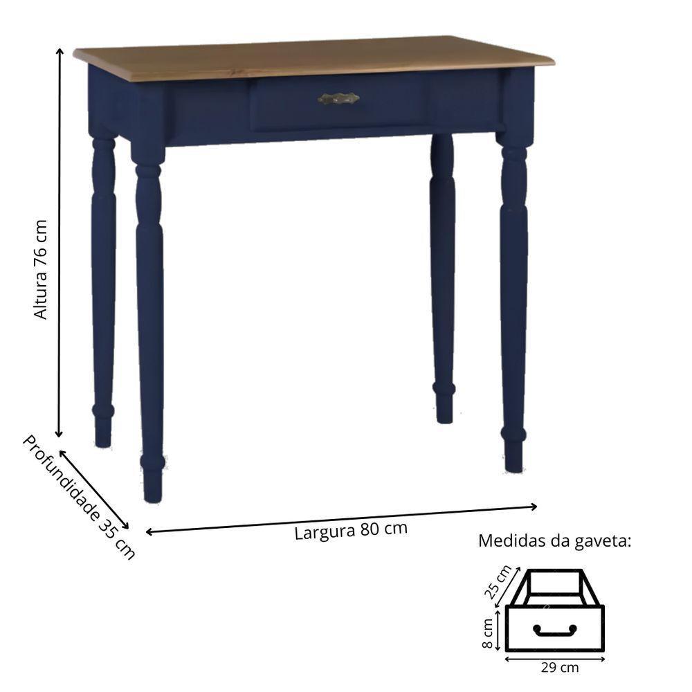 Aparador Para Sala Rústico 1 Gaveta Com Pés Torneados - Azul Bic Com Tampo Imbuia Glazer - 4