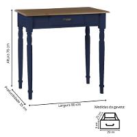 Aparador Para Sala Rústico 1 Gaveta Com Pés Torneados - Azul Bic Com Tampo Imbuia Glazer - 4