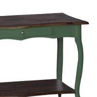 Aparador Para Sala Com 1 Gaveta E Prateleira Pés Luiz Xv - Verde Kalle E Tampos Castanho Envelhecido - 2