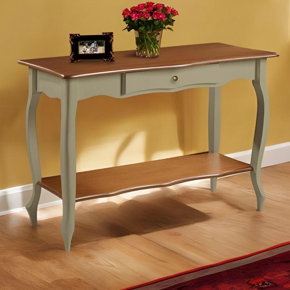 Aparador Para Sala Com 1 Gaveta E Prateleira Pés Luiz Xv - Verde Chá Com Tampo E Prateleira Imbuia Glazer - 1