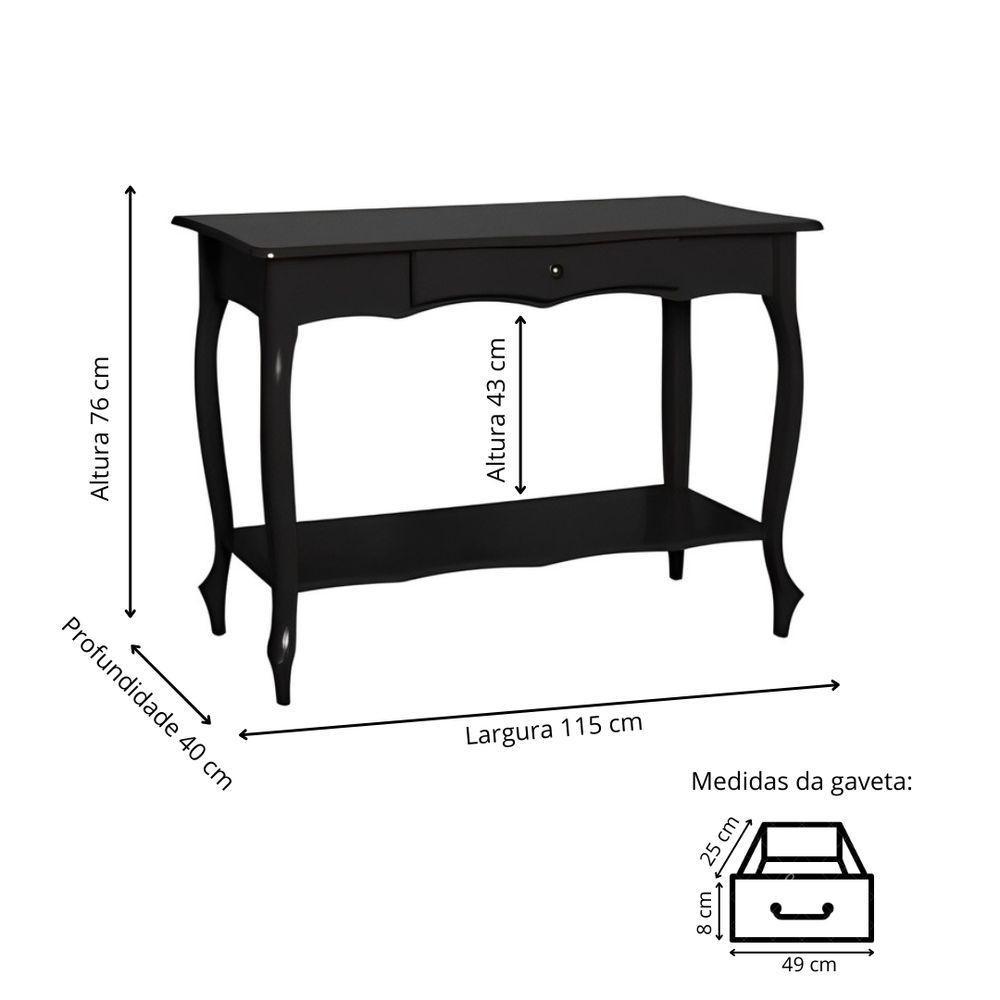 Aparador Para Sala Com 1 Gaveta E Prateleira Pés Luiz Xv - Preto Laca - 3