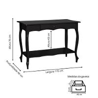 Aparador Para Sala Com 1 Gaveta E Prateleira Pés Luiz Xv - Preto Laca - 3