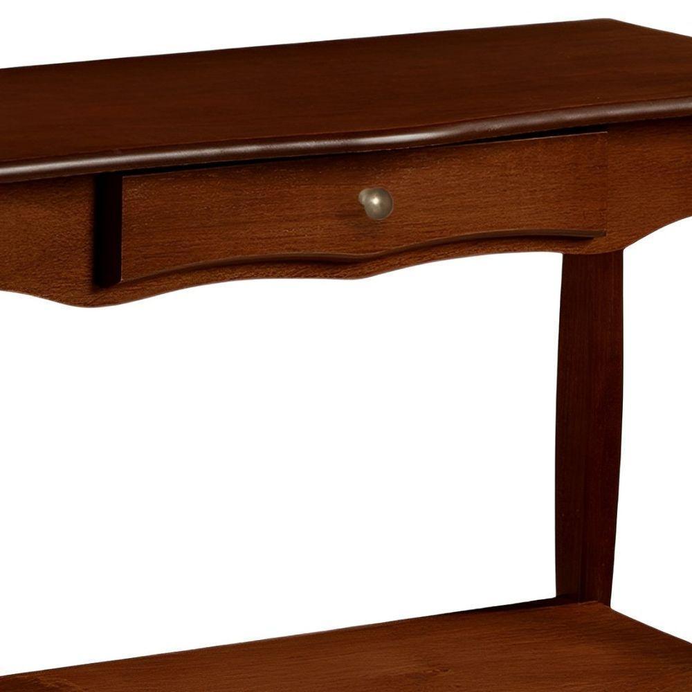 Aparador Para Sala Com 1 Gaveta E Prateleira Pés Luiz Xv - Castanho Envelhecido - 3