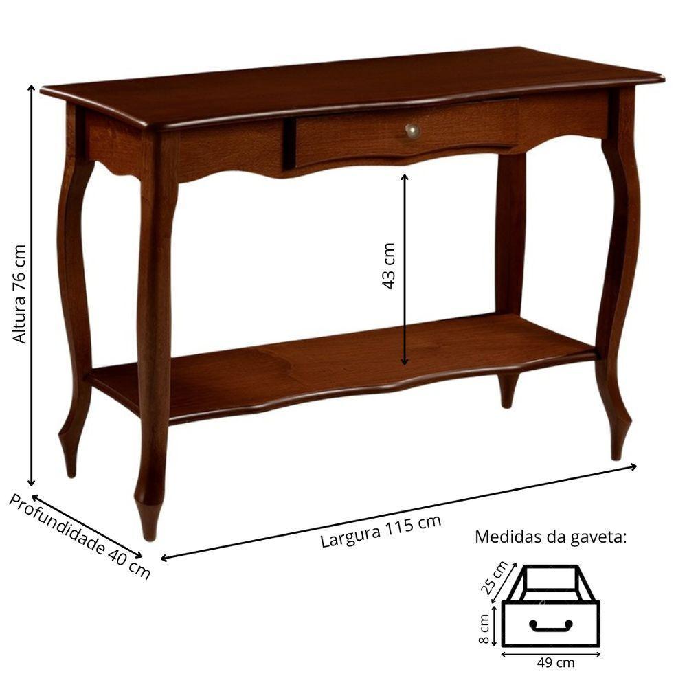 Aparador Para Sala Com 1 Gaveta E Prateleira Pés Luiz Xv - Castanho Envelhecido - 4