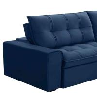 Sofá Retrátil Reclinável 3 Lugares 250Cm Argon F05 Veludo Azul - 3