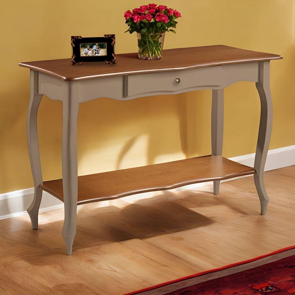 Aparador Para Sala Com 1 Gaveta E Prateleira Pés Luiz Xv - Amêndoa Laca Com Tampo E Prateleira Imbuia Glazer - 1