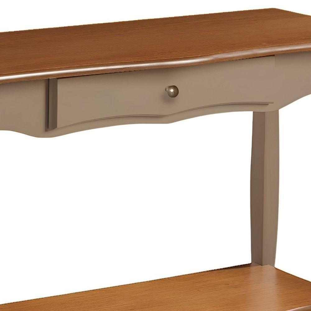 Aparador Para Sala Com 1 Gaveta E Prateleira Pés Luiz Xv - Amêndoa Laca Com Tampo E Prateleira Imbuia Glazer - 3