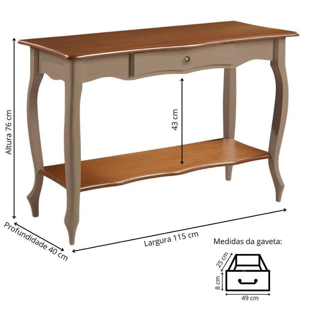 Aparador Para Sala Com 1 Gaveta E Prateleira Pés Luiz Xv - Amêndoa Laca Com Tampo E Prateleira Imbuia Glazer - 5