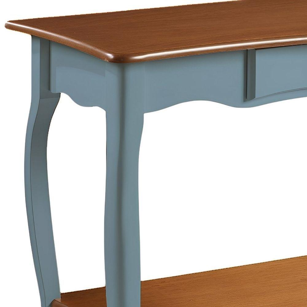 Aparador Para Sala Com 1 Gaveta E Prateleira Pés Luiz Xv - Azul Céu Laca Com Tampo E Prateleira Imbuia Glazer - 4