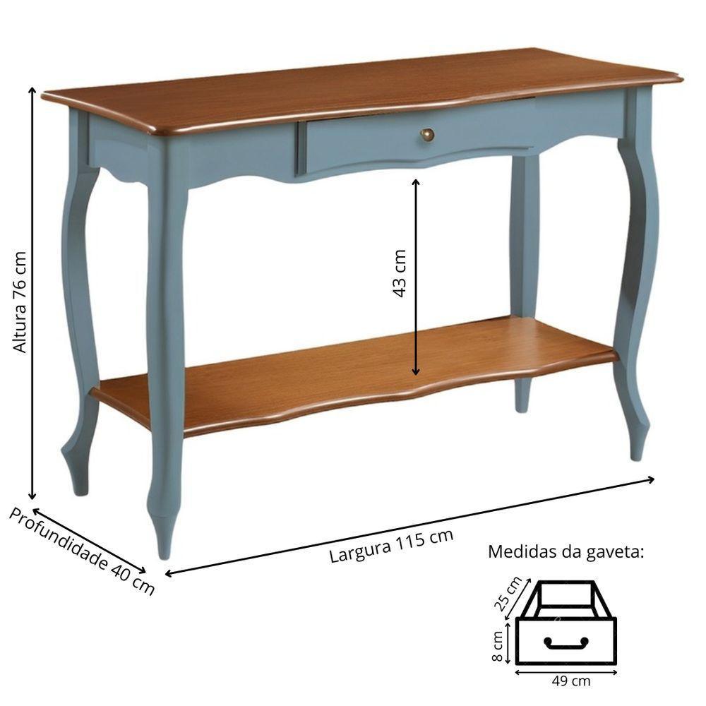 Aparador Para Sala Com 1 Gaveta E Prateleira Pés Luiz Xv - Azul Céu Laca Com Tampo E Prateleira Imbuia Glazer - 5