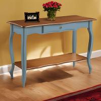 Aparador Para Sala Com 1 Gaveta E Prateleira Pés Luiz Xv - Azul Céu Laca Com Tampo E Prateleira Imbuia Glazer - 1